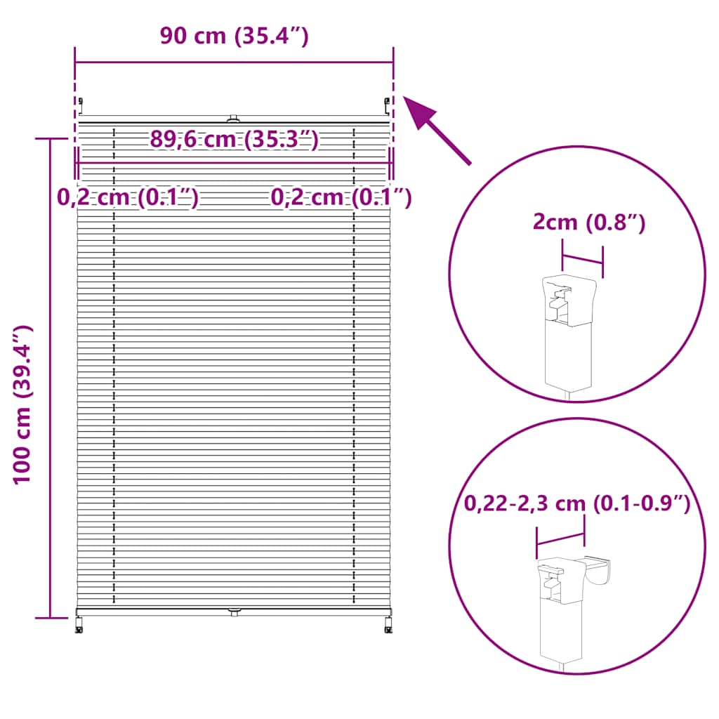 Tenda Plissettata 90x100 cm Crema