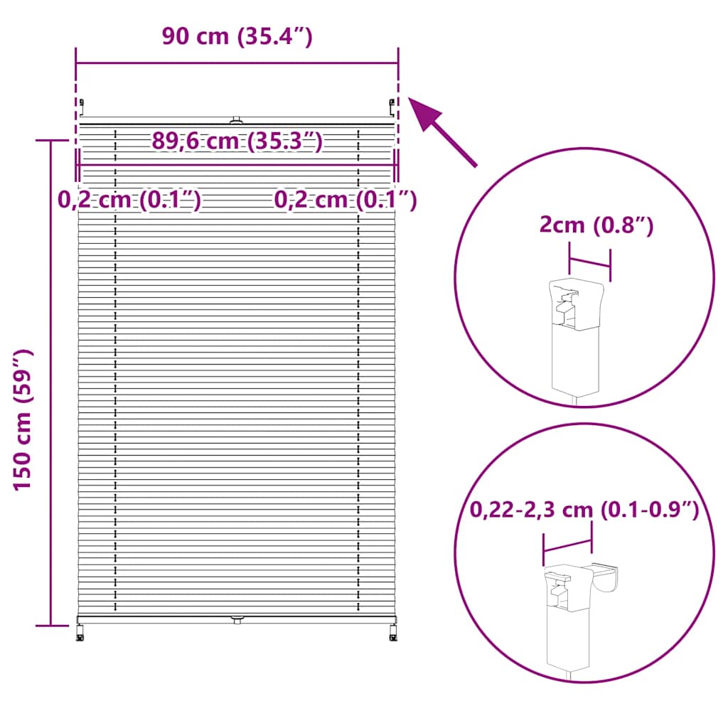 Tenda plissè 90 x 150 cm Crema