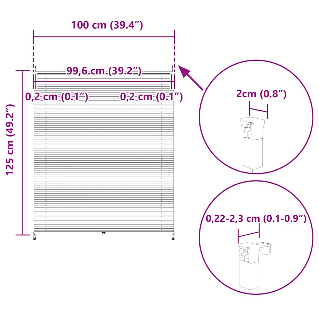 Tenda plissè 100x125cm Crema
