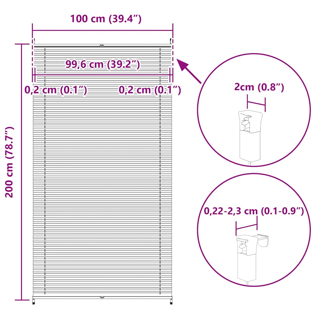 Tenda plissè 100x200cm Crema