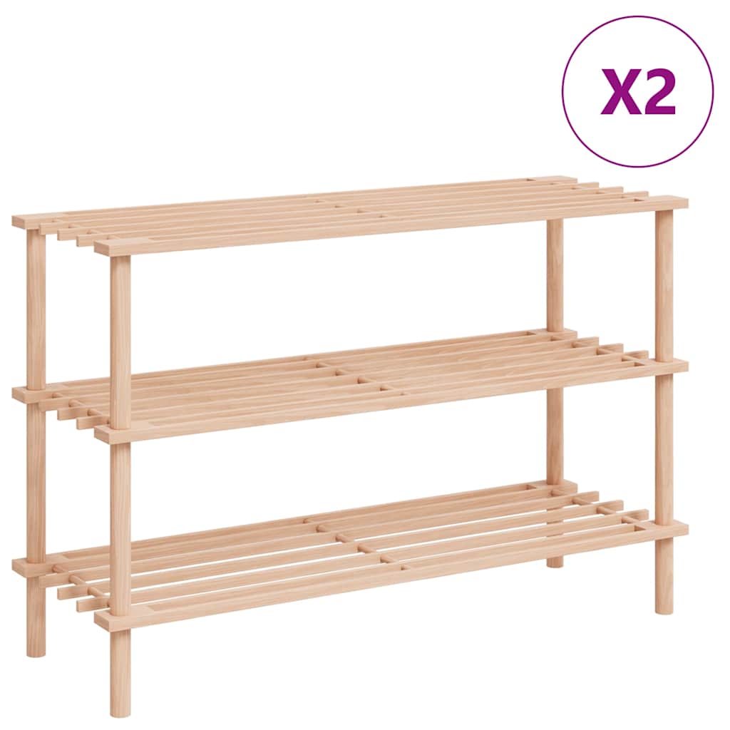 Scarpiere a 3 Livelli 2 pz in Legno Massello di Abete