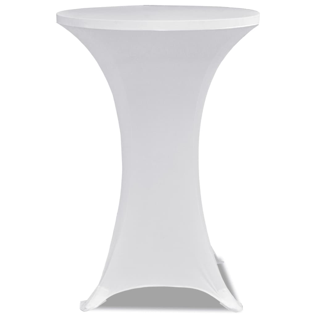 Copritavolo ?60 cm Bianco Tessuto elasticizzato 2 pezzi