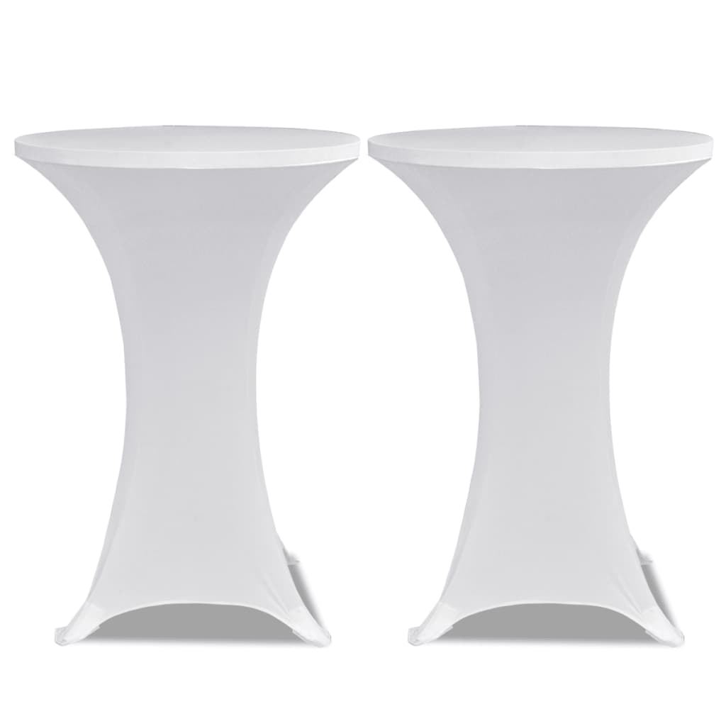 Copritavolo ?70 cm Bianco Tessuto elasticizzato 2 pezzi