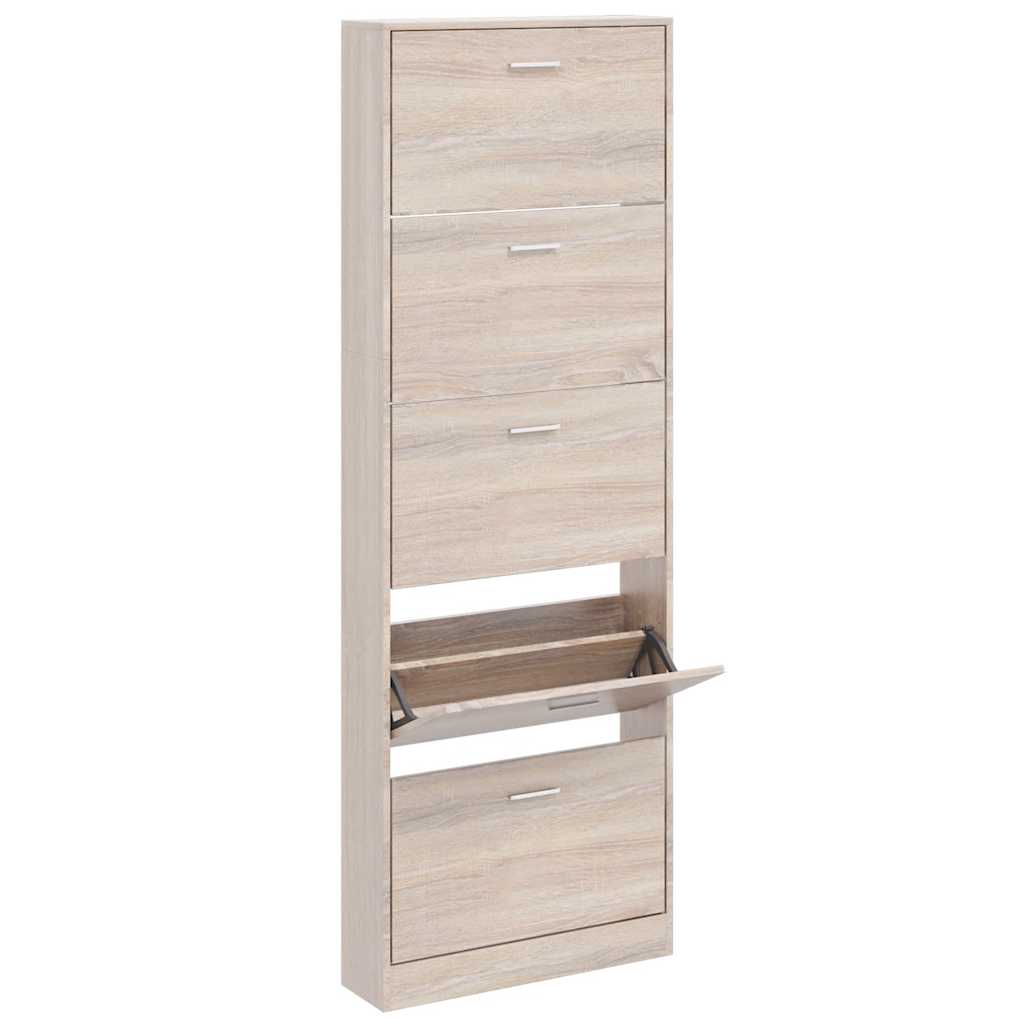 Scarpiera in Legno Effetto Rovere con 5 Scomparti