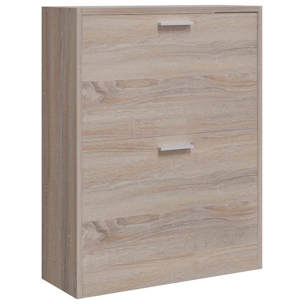 Scarpiera in Legno Effetto Rovere con 2 Scomparti