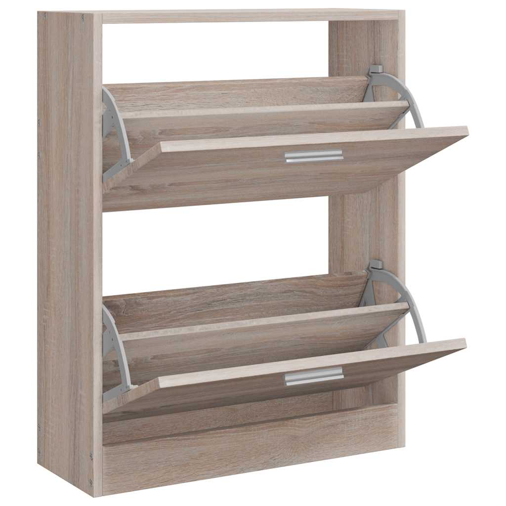 Scarpiera in Legno Effetto Rovere con 2 Scomparti