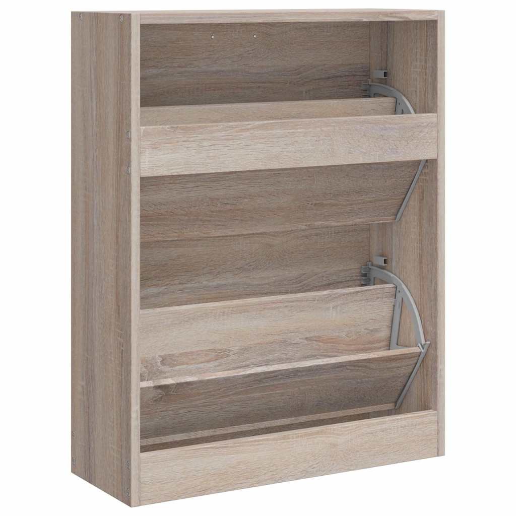 Scarpiera in Legno Effetto Rovere con 2 Scomparti