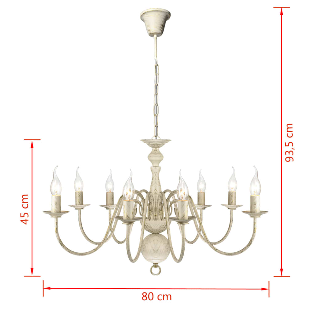 Lampadario Stile Antico Metallo Bianco 8 Lampadine E14