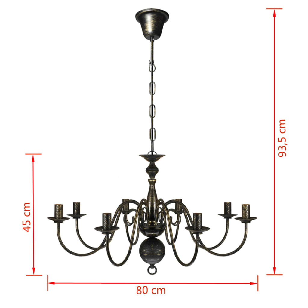 Lampadario Stile Antico Metallo Nero Lampadine 8 x E14