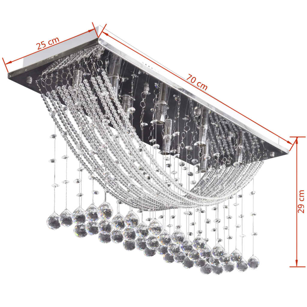 Lampada da Soffitto Bianca con Cristalli di Vetro 8 x G9 29 cm