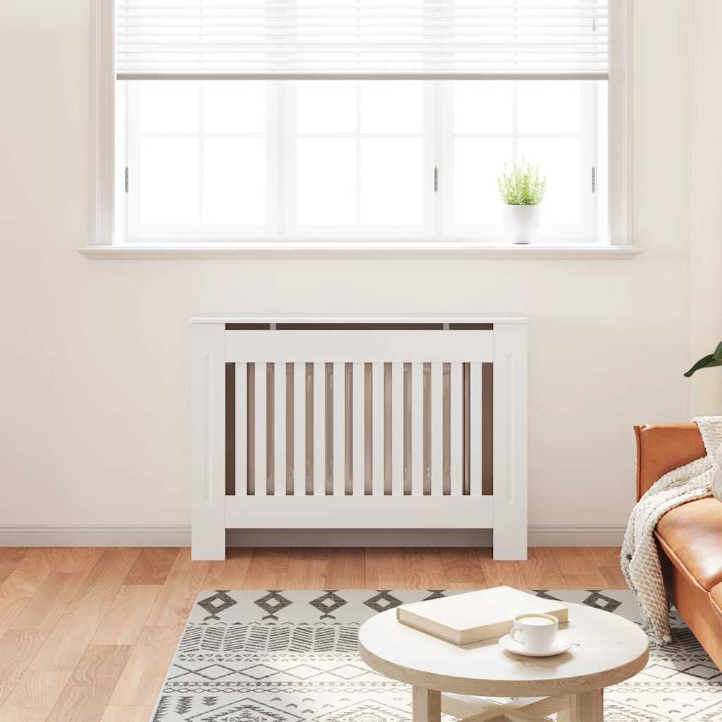 Armadietto Copritermosifone in Legno Multistrato Bianco 112 cm