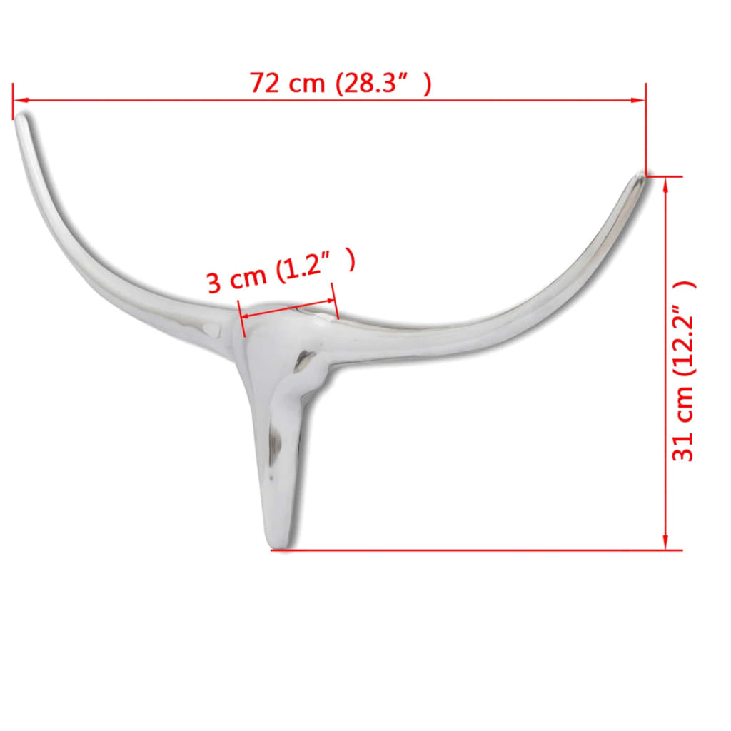 Decorazione da Parete Testa di Toro in Alluminio Argento 72 cm