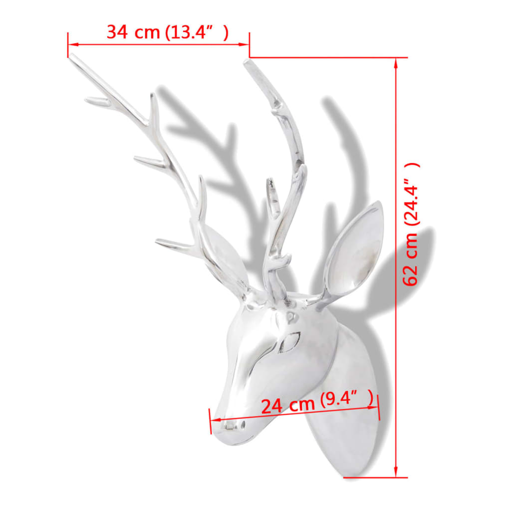 Decorazione da parete Testa cervo colore argento 61 cm