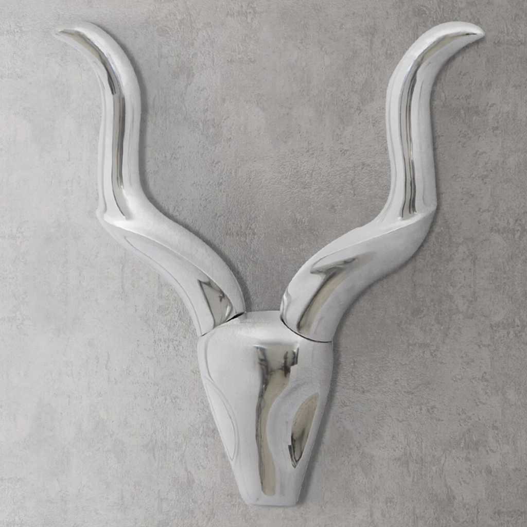 Decorazione da parete Testa gazzella colore argento 50 cm