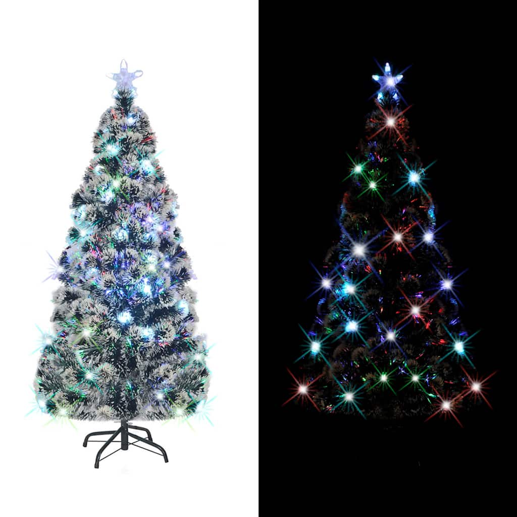 Albero di Natale Preilluminato con Supporto e LED 150 cm Fibra Ottica
