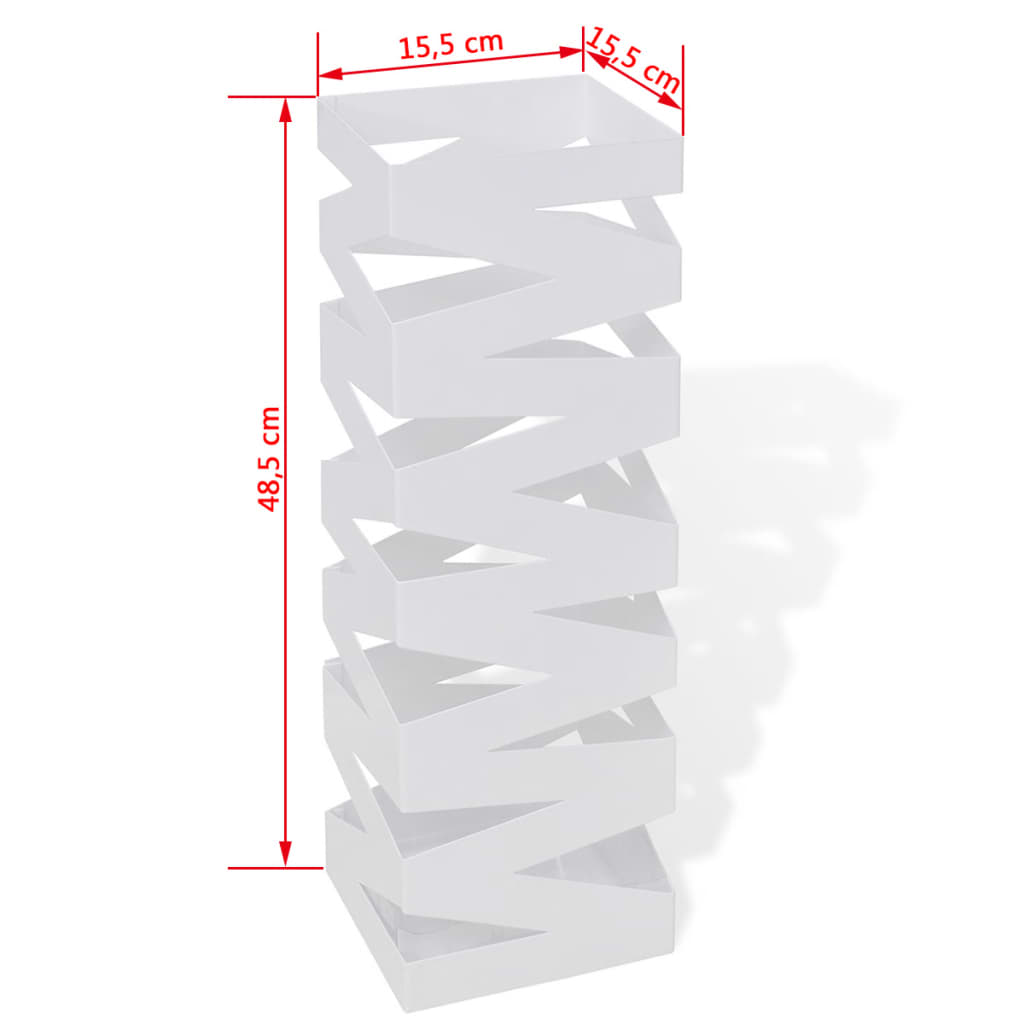 Portaombrelli Bastoni Passeggio Quadrato Acciaio 48,5 cm Bianco