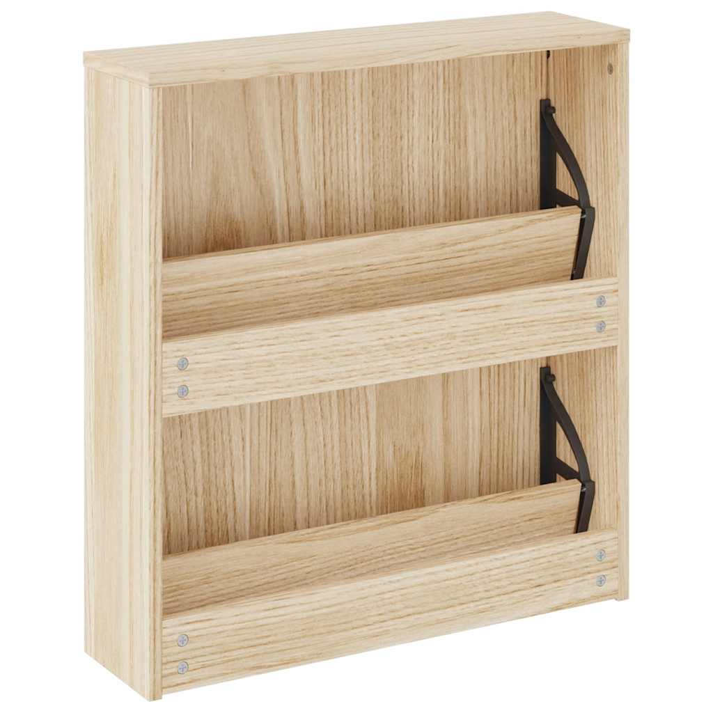 Scarpiera con 2 Ripiani e Specchio Colore Rovere 63x17x67 cm