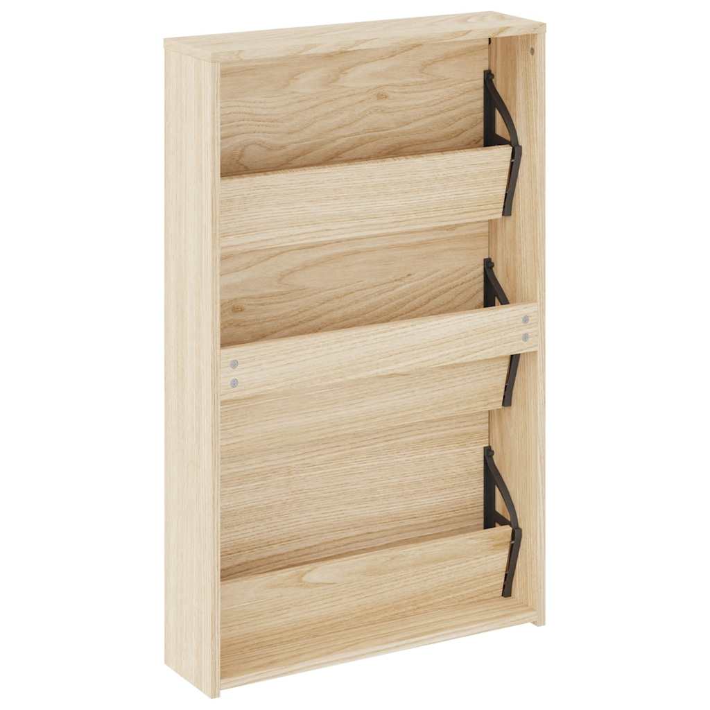 Scarpiera con 3 Ripiani e Specchio Colore Rovere 63x17x102,5 cm