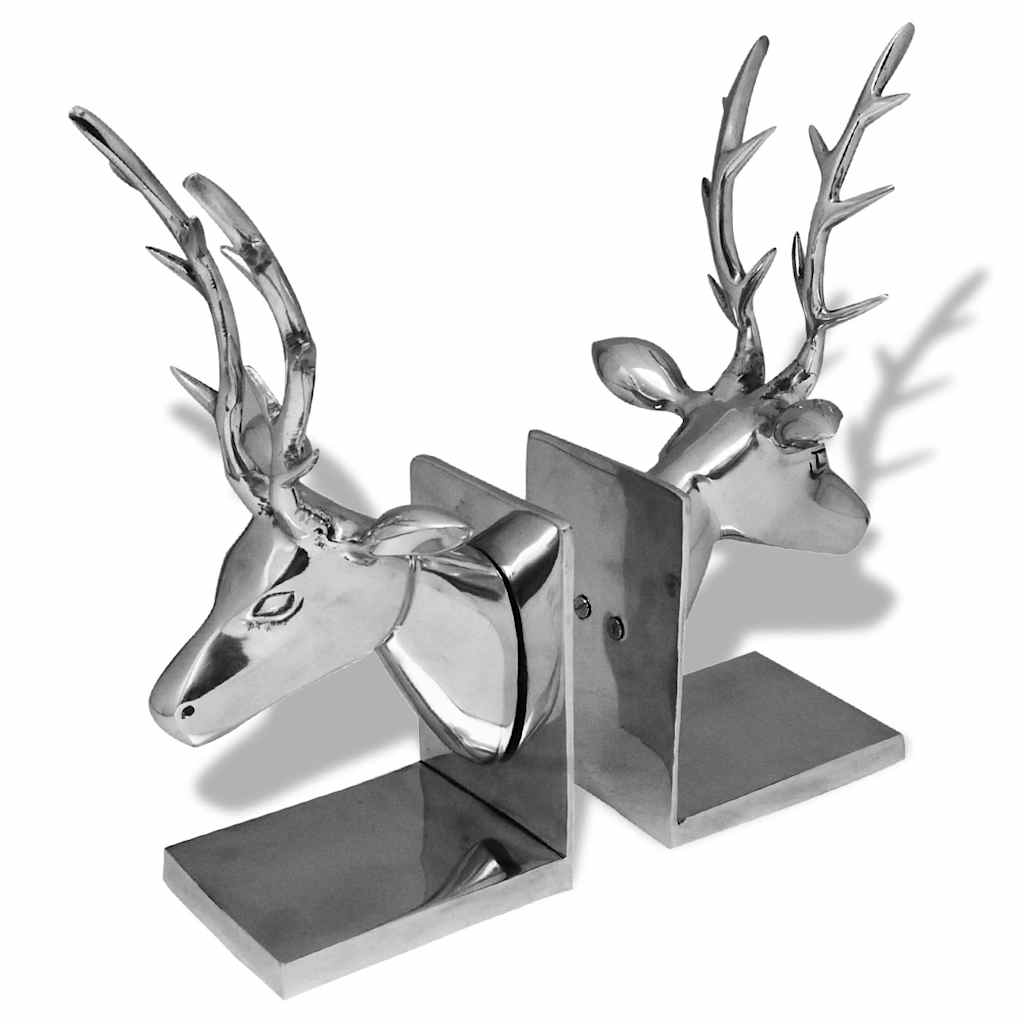 Fermalibri a Forma di Cervo 2 pz Alluminio Argento