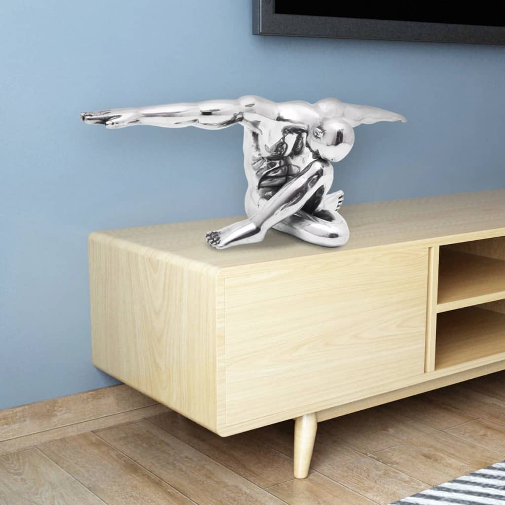 Figura Decorativa Pensatore Alluminio Argento