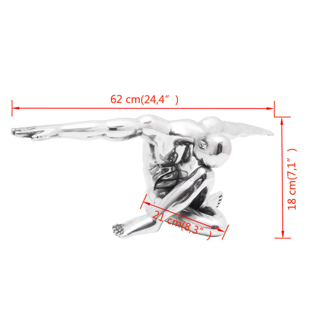 Figura Decorativa Pensatore Alluminio Argento