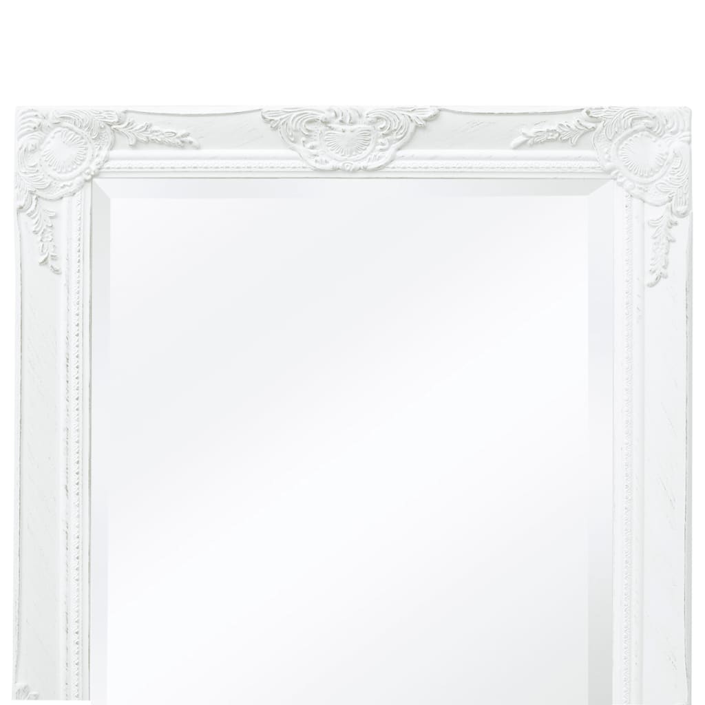 Specchio da Parete Stile Barocco 100x50 cm Bianco