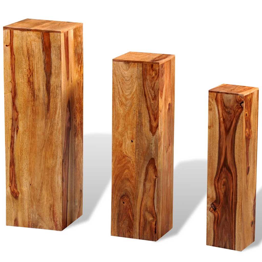 Supporti per Piante 3 pz in Massello di Acacia Marrone