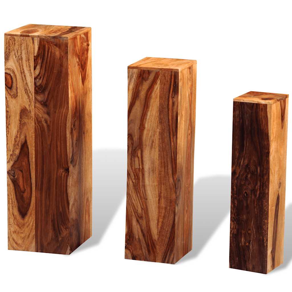 Supporti per Piante 3 pz in Massello di Acacia Marrone