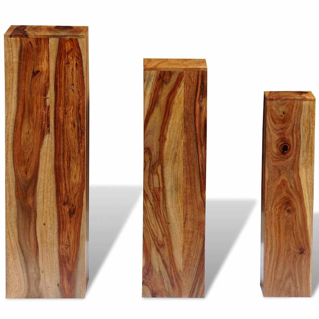 Supporti per Piante 3 pz in Massello di Acacia Marrone