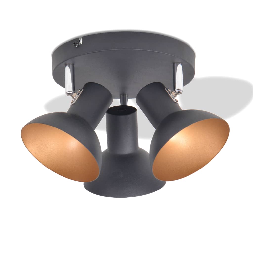 Lampadario per 3 Lampadine E27 Nero e Oro