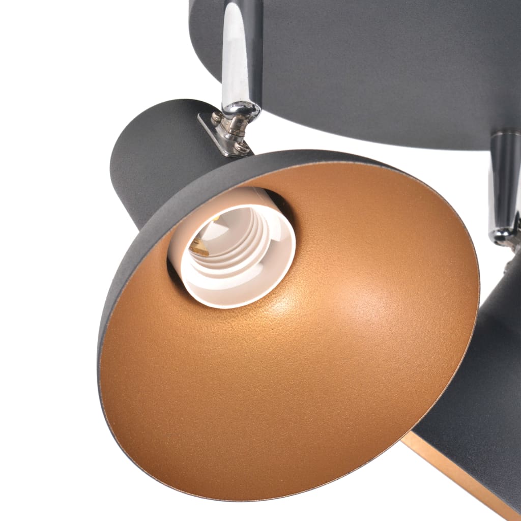 Lampadario per 3 Lampadine E27 Nero e Oro