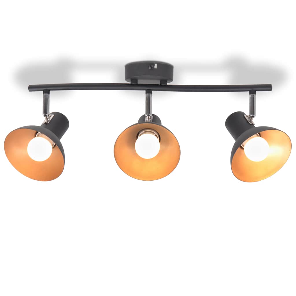 Lampadario per 3 Lampadine E27 Nero e Oro