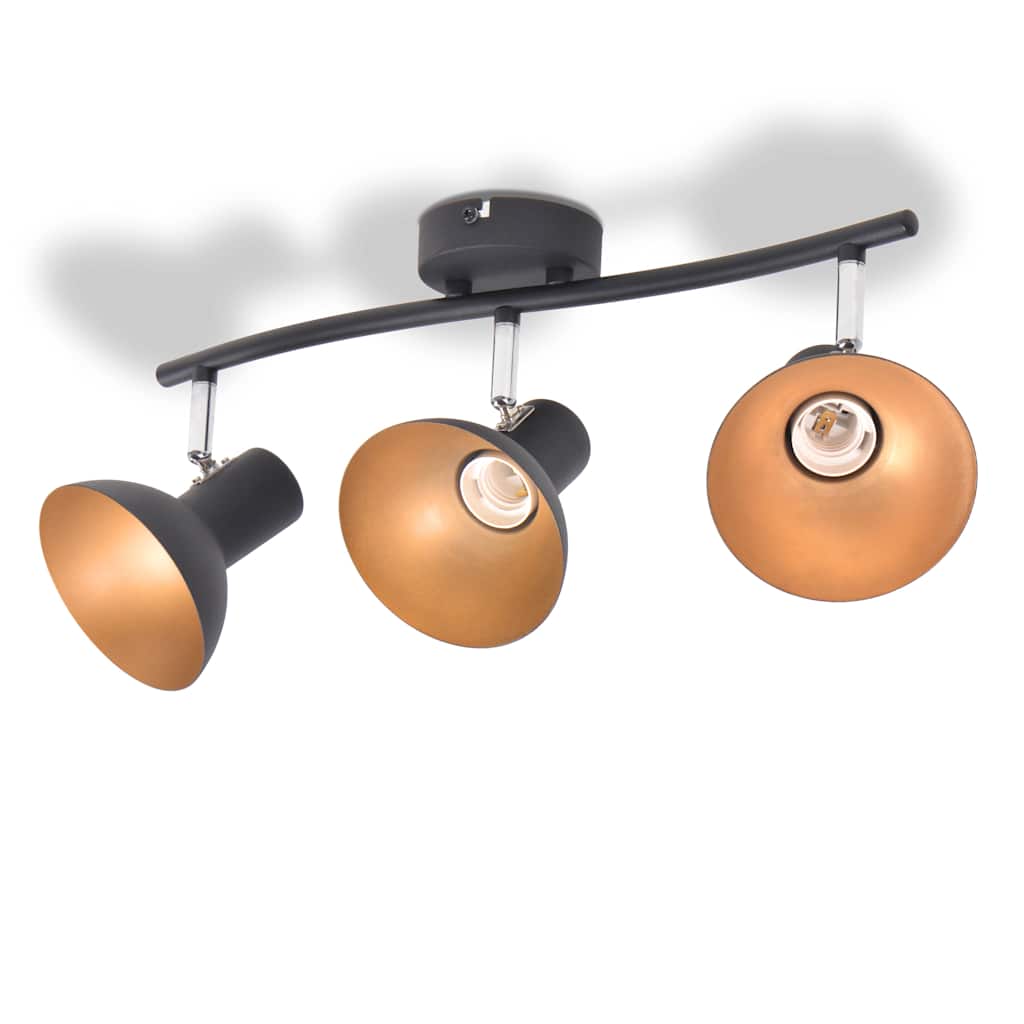 Lampadario per 3 Lampadine E27 Nero e Oro