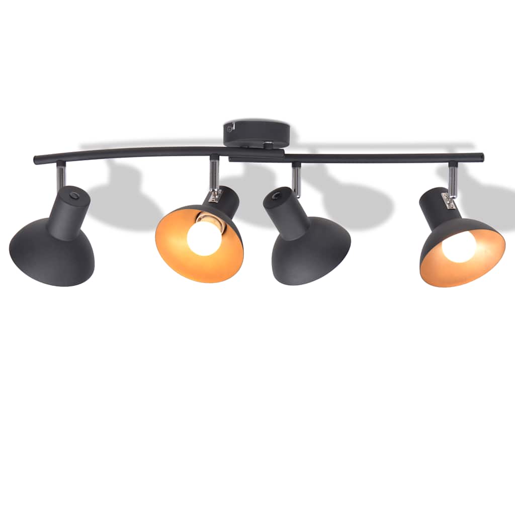 Lampadario da Soffitto per 4 Lampadine E27 Nero e Oro