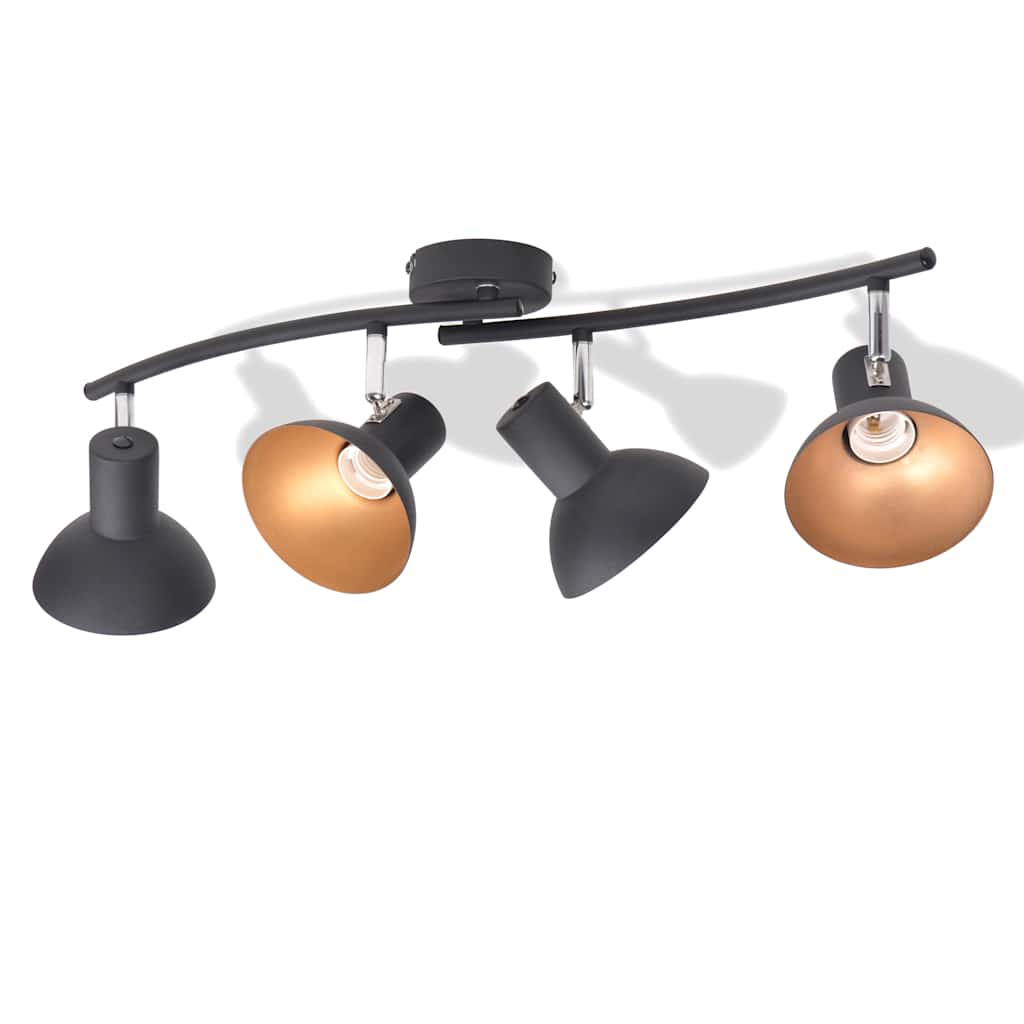 Lampadario da Soffitto per 4 Lampadine E27 Nero e Oro