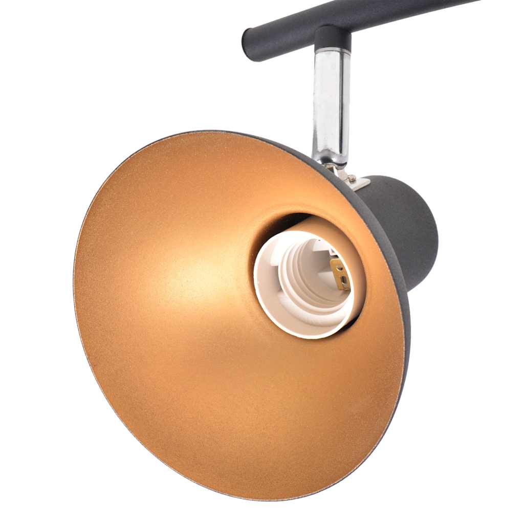 Lampadario da Soffitto per 4 Lampadine E27 Nero e Oro