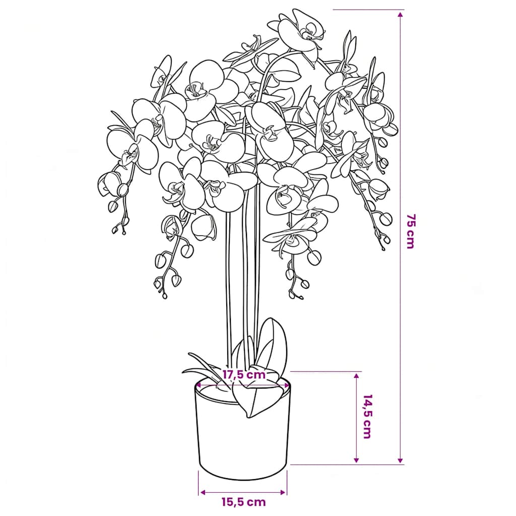 Orchidea Artificiale con Vaso75 cm Bianca