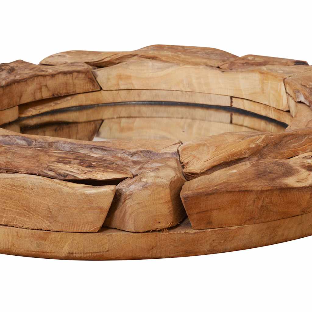 Specchio Decorativo in Legno di Teak 60 cm Rotondo