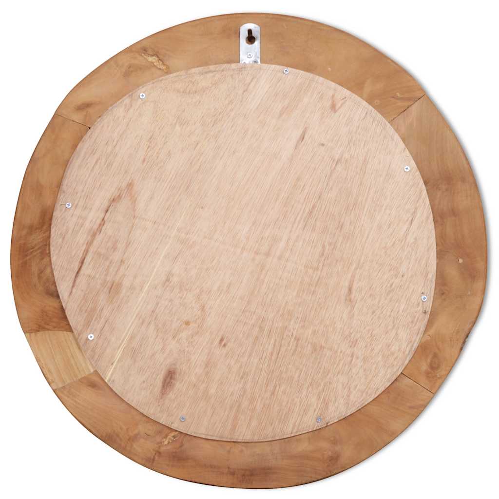 Specchio Decorativo in Legno di Teak 60 cm Rotondo