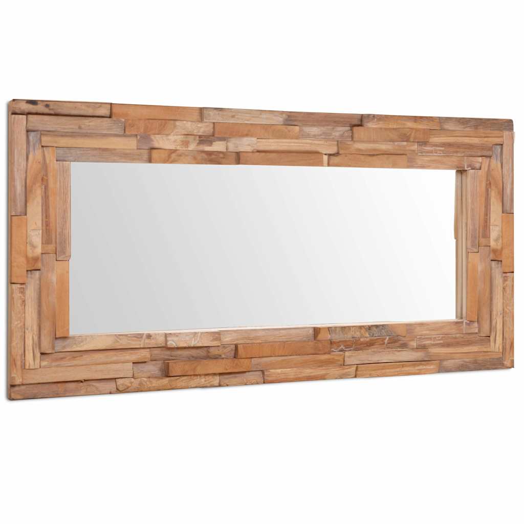 Specchio Decorativo in Legno di Teak 120x60 cm Rettangolare