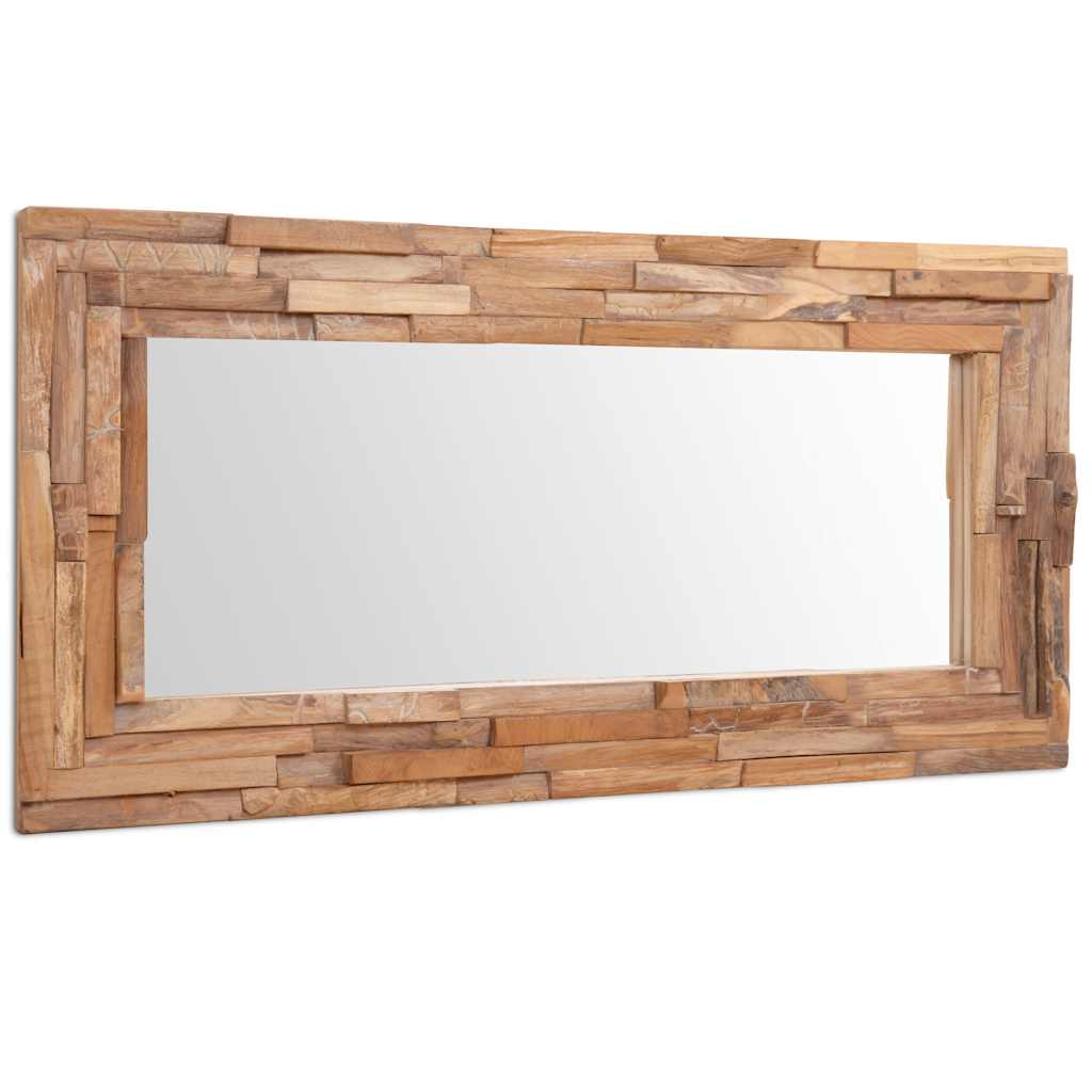 Specchio Decorativo in Legno di Teak 120x60 cm Rettangolare