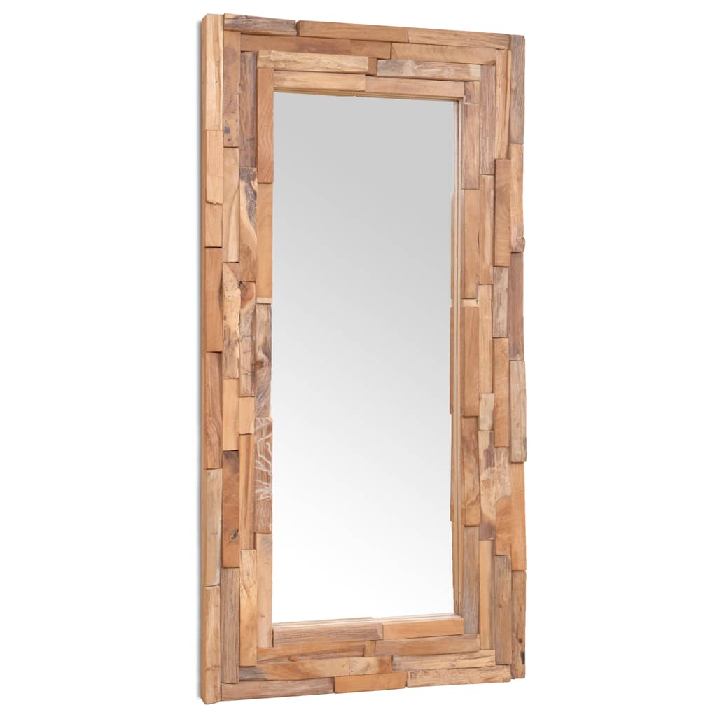 Specchio Decorativo in Legno di Teak 120x60 cm Rettangolare