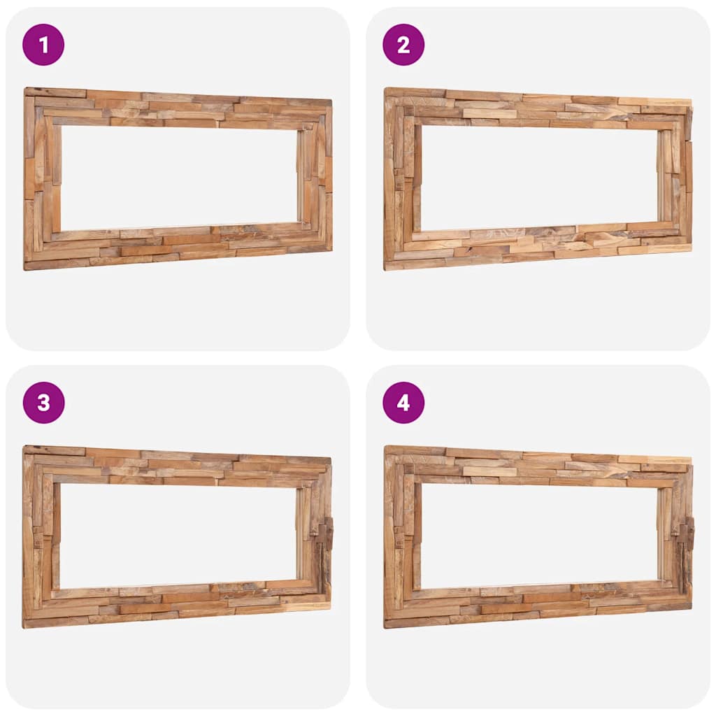 Specchio Decorativo in Legno di Teak 120x60 cm Rettangolare