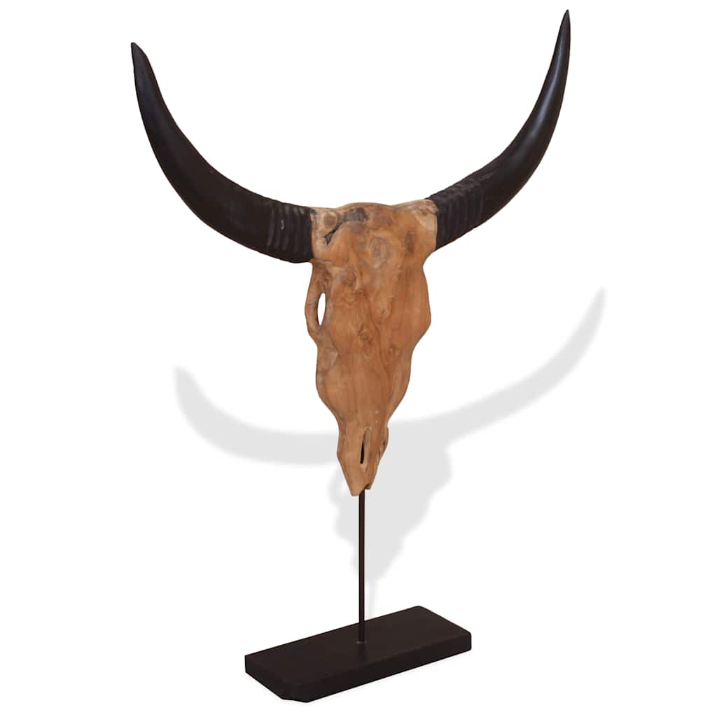 Scultura Teschio di Toro in Teak 66x15x88 cm