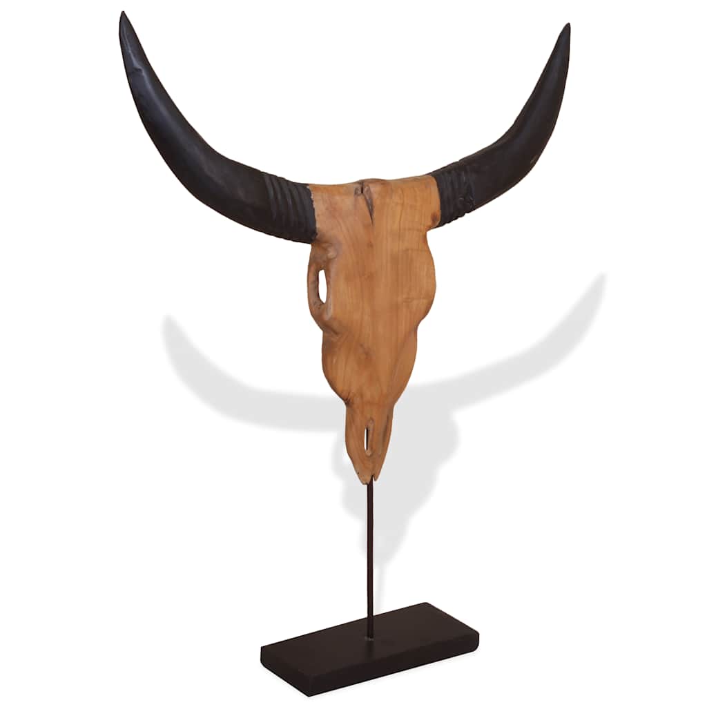 Scultura Teschio di Toro in Teak 66x15x88 cm