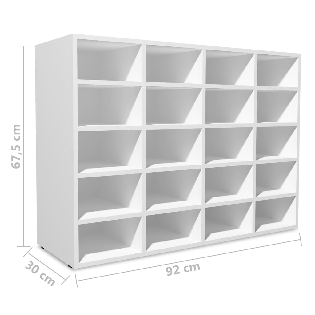 Scarpiera in Legno Multistrato 92x30x67,5 cm Bianca