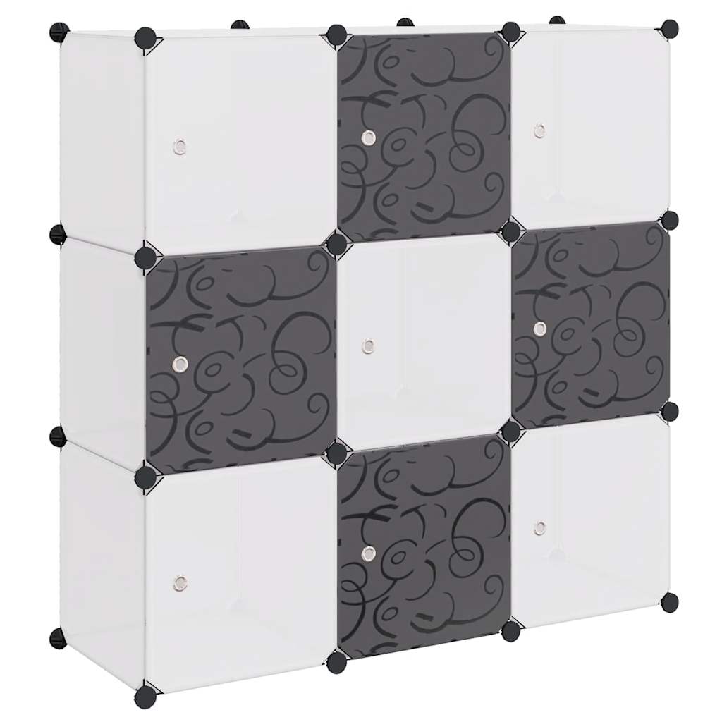 Armadio Salvaspazio a Cubo con 9 Scomparti Bianco e Nero