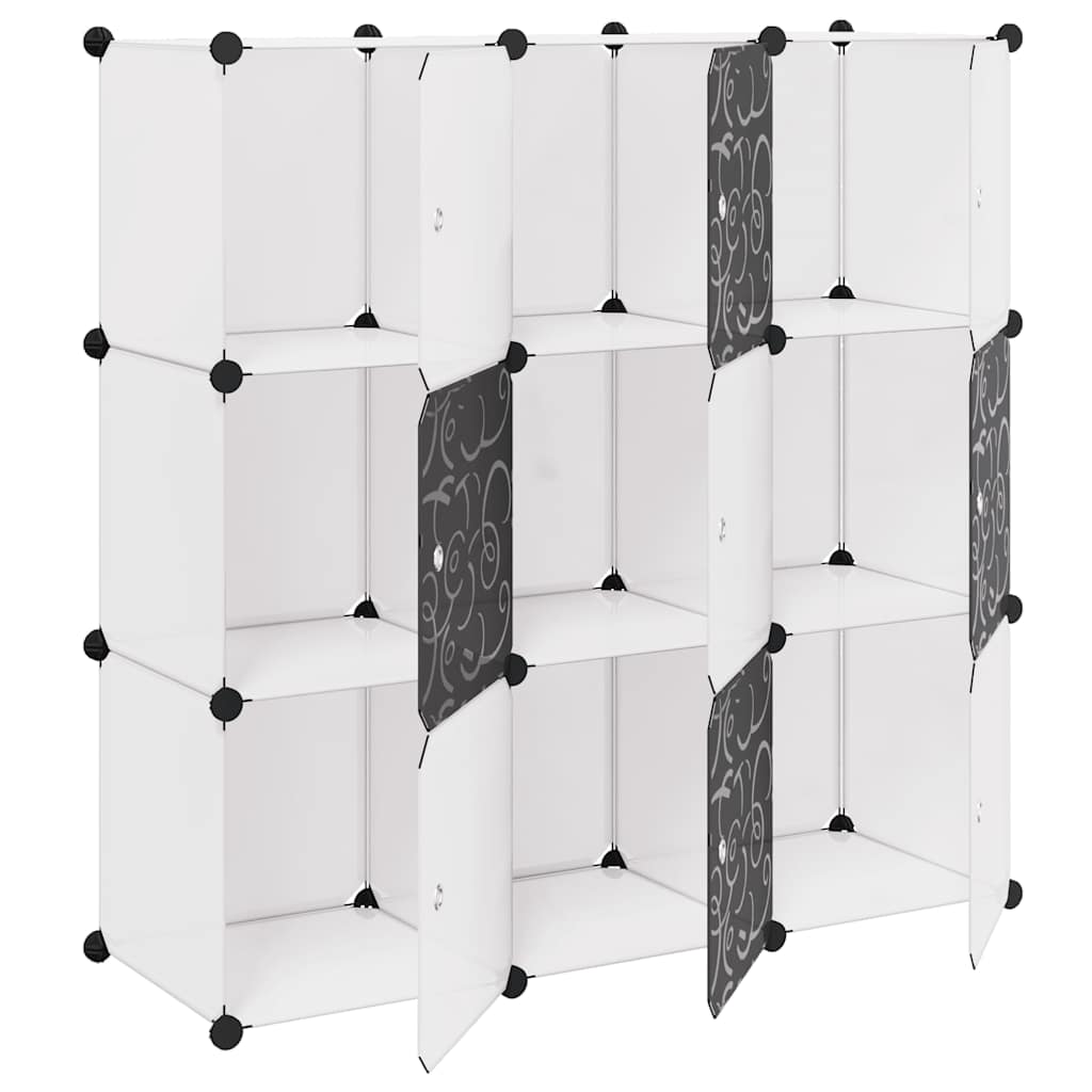 Armadio Salvaspazio a Cubo con 9 Scomparti Bianco e Nero