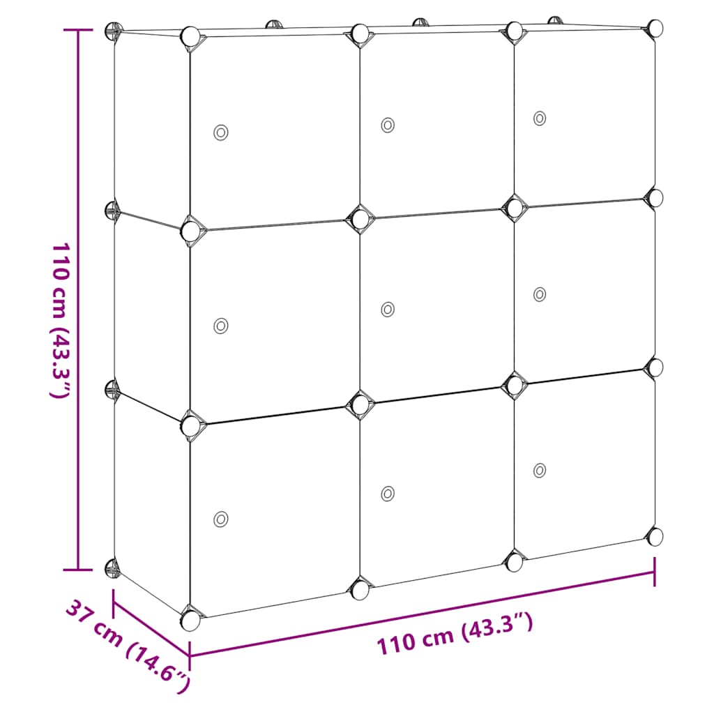Armadio Salvaspazio a Cubo con 9 Scomparti Bianco e Nero
