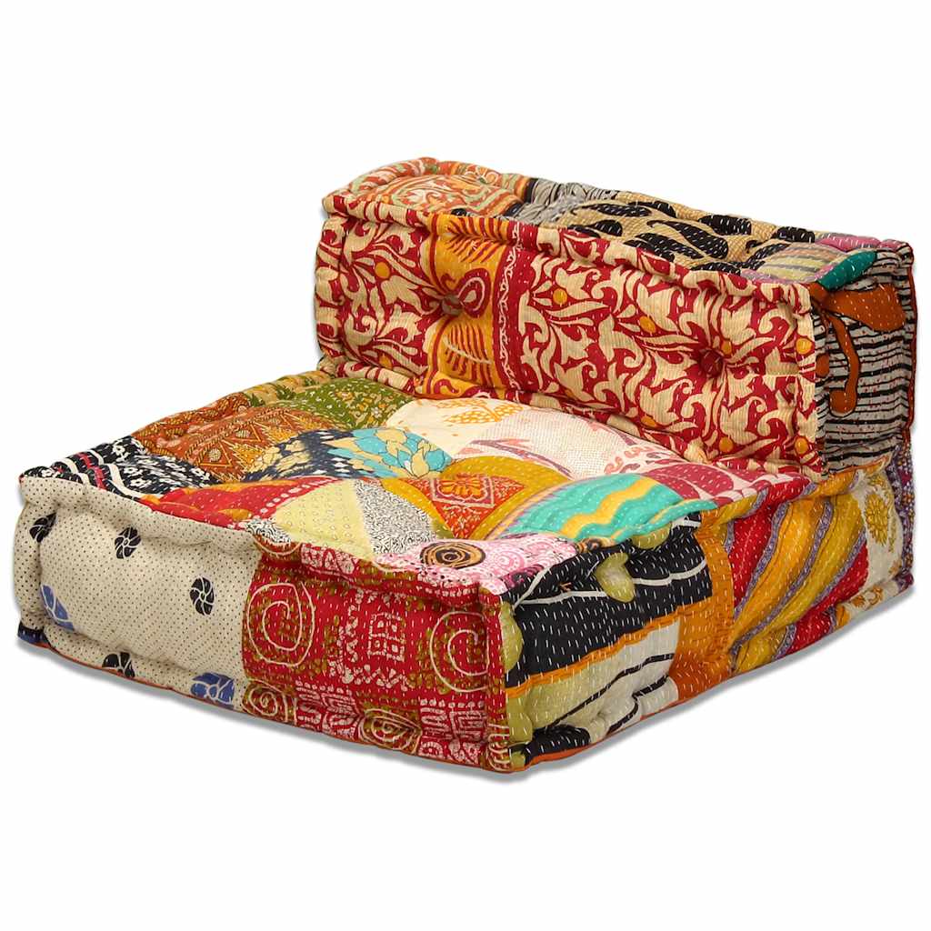 Pouf Modulare a 3 Posti in Tessuto Patchwork